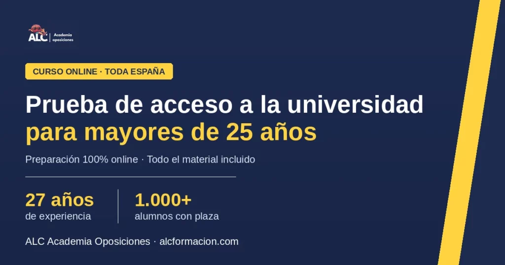 Preparación prueba de acceso a la universidad para mayores de 25 años online ALC